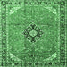 Square Medallion Emerald Green Traditional Rug, tr1212emgrn