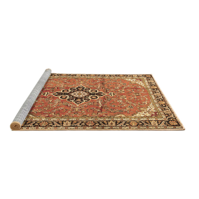 Sideview of Machine Washable Medallion Brown Traditional Rug, wshtr1212brn