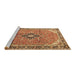 Sideview of Machine Washable Medallion Brown Traditional Rug, wshtr1212brn