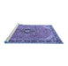 Sideview of Machine Washable Medallion Blue Traditional Rug, wshtr1212blu