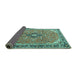 Sideview of Medallion Turquoise Traditional Rug, tr1212turq