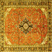 Square Medallion Yellow Traditional Rug, tr1212yw