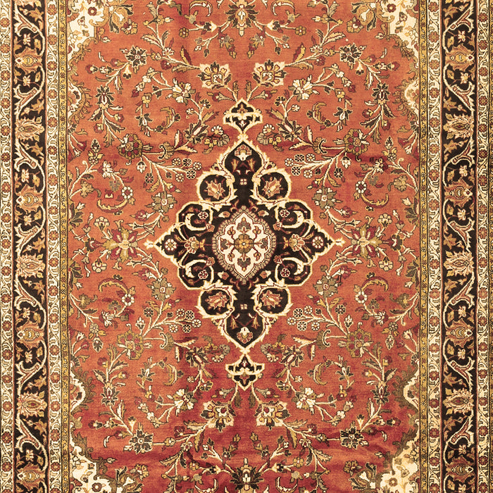 Machine Washable Medallion Brown Traditional Rug, wshtr1212brn
