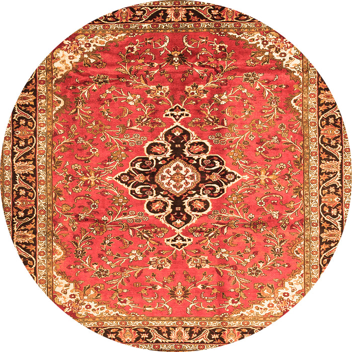 Machine Washable Medallion Orange Traditional Area Rugs, wshtr1212org