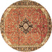 Round Medallion Brown Traditional Rug, tr1212brn