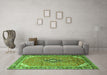 Machine Washable Medallion Green Traditional Area Rugs in a Living Room,, wshtr1212grn