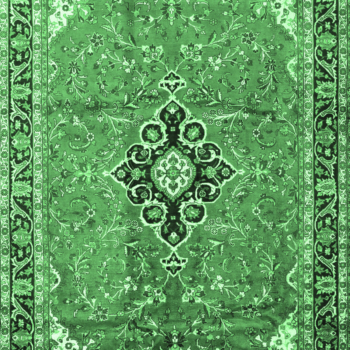 Machine Washable Medallion Emerald Green Traditional Area Rugs, wshtr1212emgrn