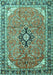 Machine Washable Medallion Turquoise Traditional Area Rugs, wshtr1212turq