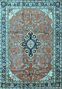 Medallion Light Blue Traditional Rug, tr1212lblu