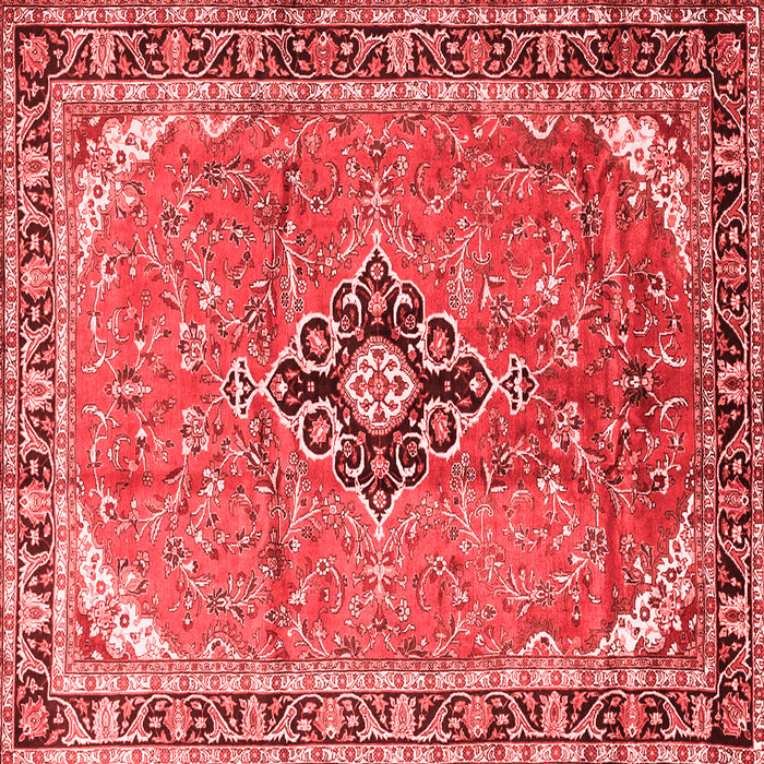 Machine Washable Medallion Red Traditional Rug, wshtr1212red