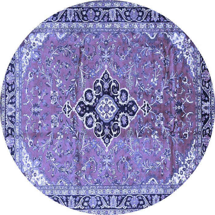 Round Medallion Blue Traditional Rug, tr1212blu