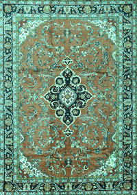 Medallion Turquoise Traditional Rug, tr1212turq