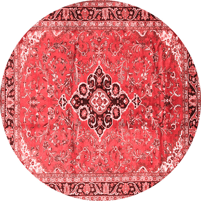 Machine Washable Medallion Red Traditional Rug, wshtr1212red