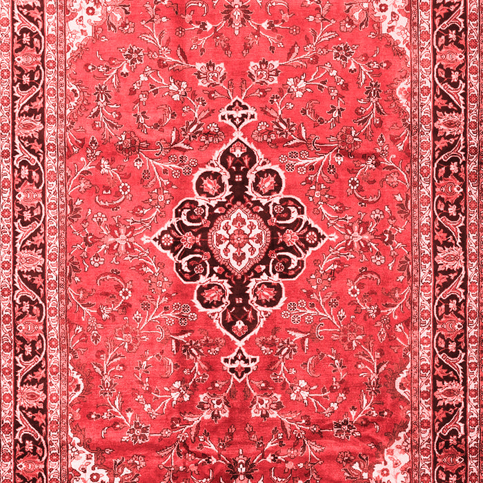Machine Washable Medallion Red Traditional Rug, wshtr1212red