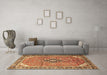 Machine Washable Medallion Brown Traditional Rug in a Living Room,, wshtr1212brn