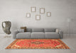 Machine Washable Medallion Orange Traditional Area Rugs in a Living Room, wshtr1212org