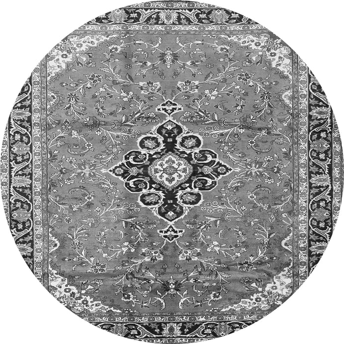Machine Washable Medallion Gray Traditional Rug, wshtr1212gry