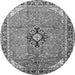 Machine Washable Medallion Gray Traditional Rug, wshtr1212gry