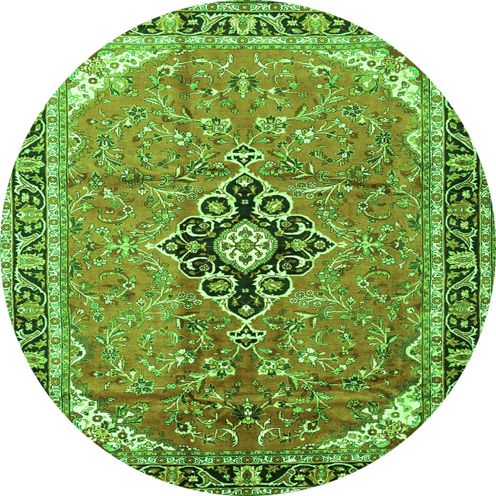 Square Medallion Green Traditional Rug, tr1212grn