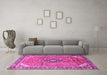 Machine Washable Medallion Pink Traditional Rug in a Living Room, wshtr1212pnk