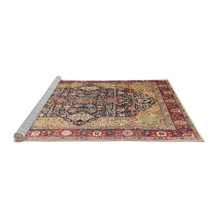 Sideview of Machine Washable Traditional Brown Red Rug, wshtr1213