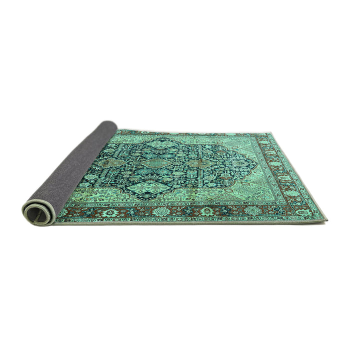Sideview of Persian Turquoise Traditional Rug, tr1213turq