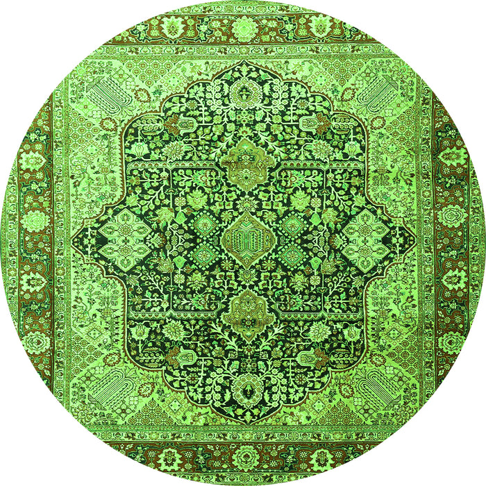 Square Persian Green Traditional Rug, tr1213grn
