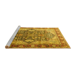 Sideview of Machine Washable Persian Yellow Traditional Rug, wshtr1213yw
