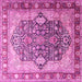 Square Machine Washable Persian Pink Traditional Rug, wshtr1213pnk