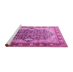 Sideview of Machine Washable Persian Pink Traditional Rug, wshtr1213pnk