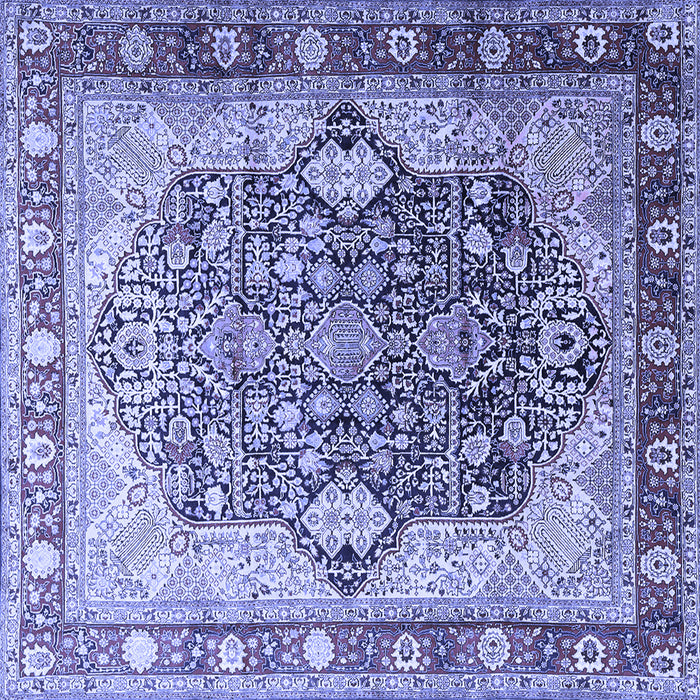 Square Machine Washable Persian Blue Traditional Rug, wshtr1213blu