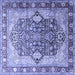 Square Machine Washable Persian Blue Traditional Rug, wshtr1213blu