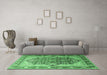 Machine Washable Persian Emerald Green Traditional Area Rugs in a Living Room,, wshtr1213emgrn