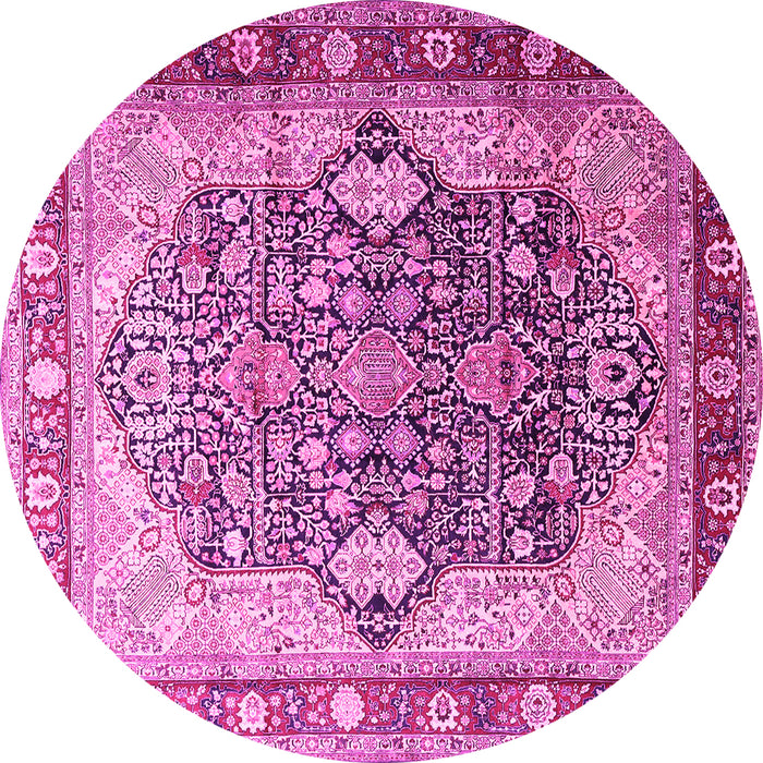Round Persian Pink Traditional Rug, tr1213pnk
