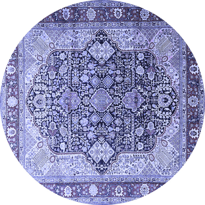 Round Persian Blue Traditional Rug, tr1213blu