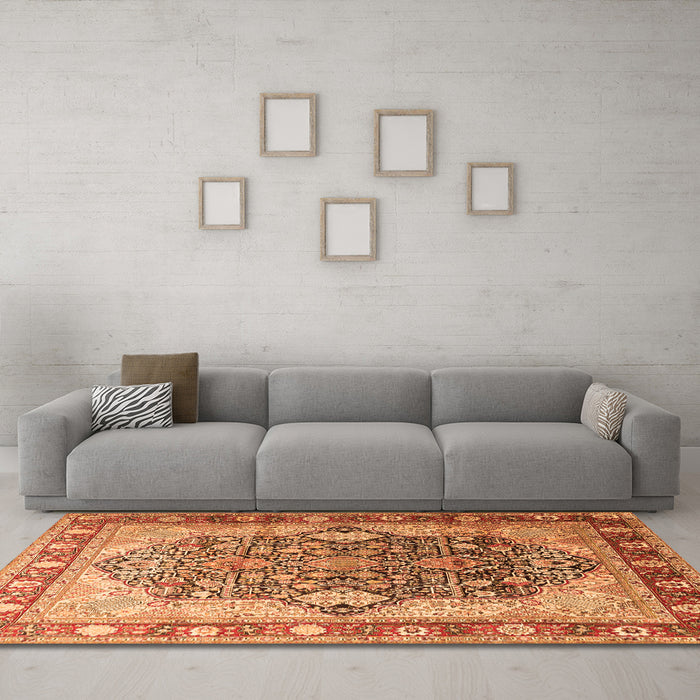 Machine Washable Persian Orange Traditional Area Rugs in a Living Room, wshtr1213org