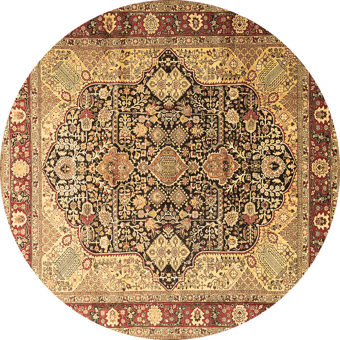 Round Persian Brown Traditional Rug, tr1213brn