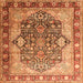 Round Machine Washable Persian Orange Traditional Area Rugs, wshtr1213org