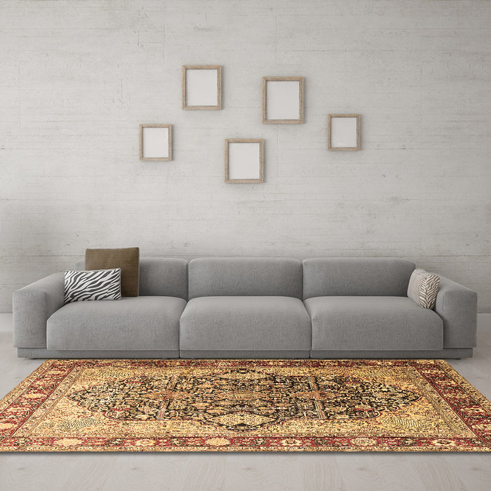 Machine Washable Persian Brown Traditional Rug in a Living Room,, wshtr1213brn