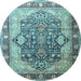 Round Persian Light Blue Traditional Rug, tr1213lblu
