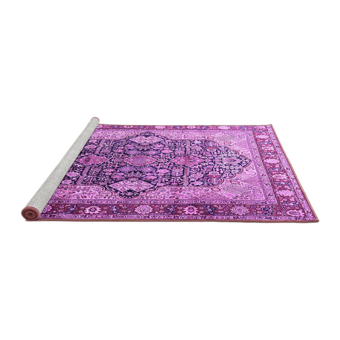 Sideview of Machine Washable Persian Purple Traditional Area Rugs, wshtr1213pur
