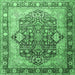 Square Persian Emerald Green Traditional Rug, tr1213emgrn