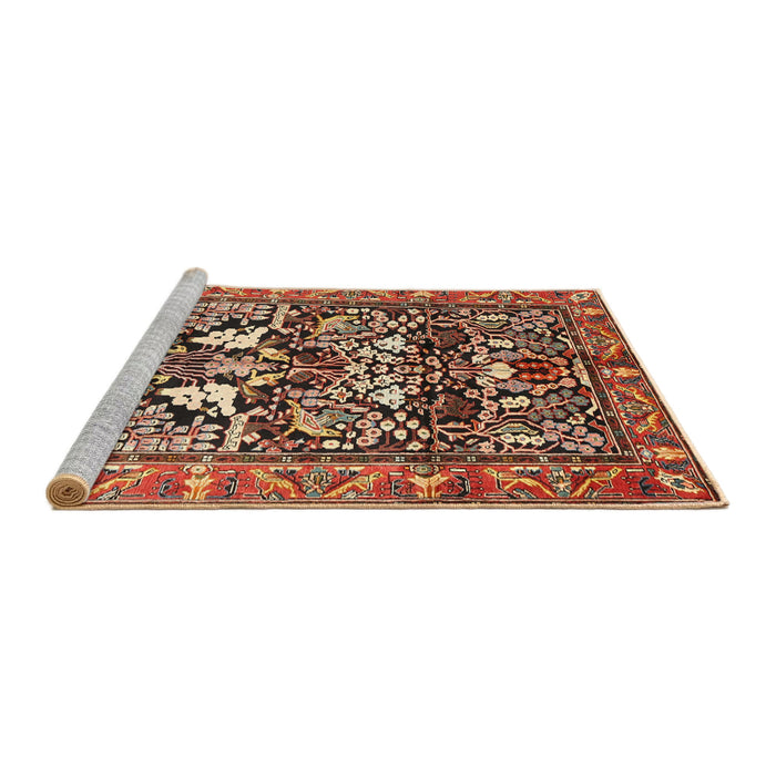 Sideview of Machine Washable Traditional Saffron Red Rug, wshtr1214