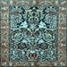 Square Machine Washable Persian Light Blue Traditional Rug, wshtr1214lblu