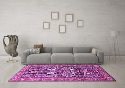 Machine Washable Persian Purple Traditional Area Rugs in a Living Room, wshtr1214pur