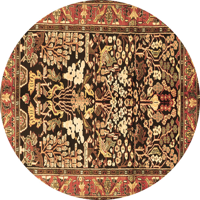 Round Persian Brown Traditional Rug, tr1214brn