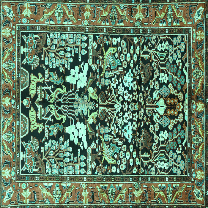 Square Persian Turquoise Traditional Rug, tr1214turq