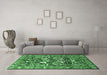 Machine Washable Persian Emerald Green Traditional Area Rugs in a Living Room,, wshtr1214emgrn