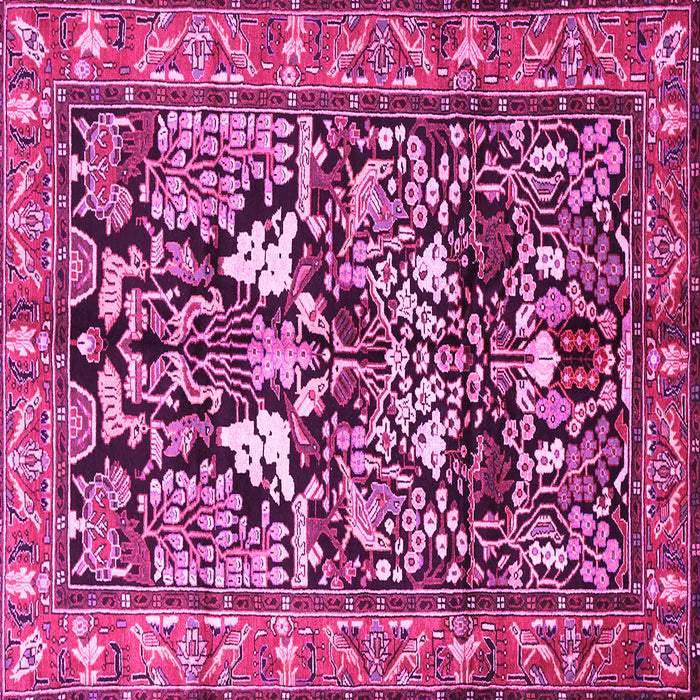Square Machine Washable Persian Pink Traditional Rug, wshtr1214pnk