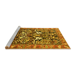 Sideview of Machine Washable Persian Yellow Traditional Rug, wshtr1214yw